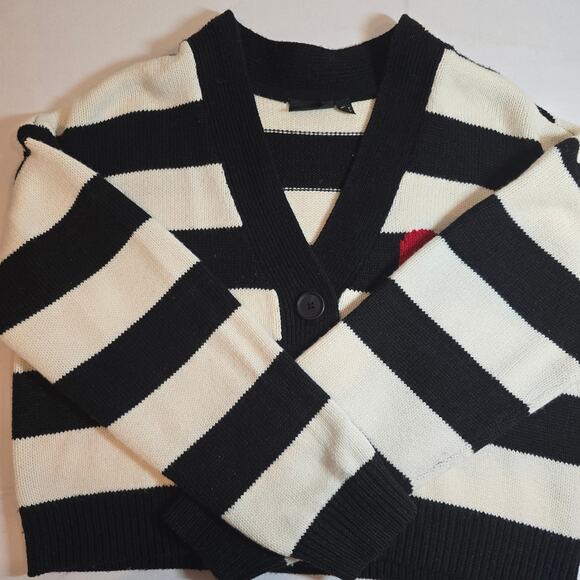 RD Style for Anthropologie Heart Striped Cardigan Sweater. Retails $100 - Picture 7 of 12